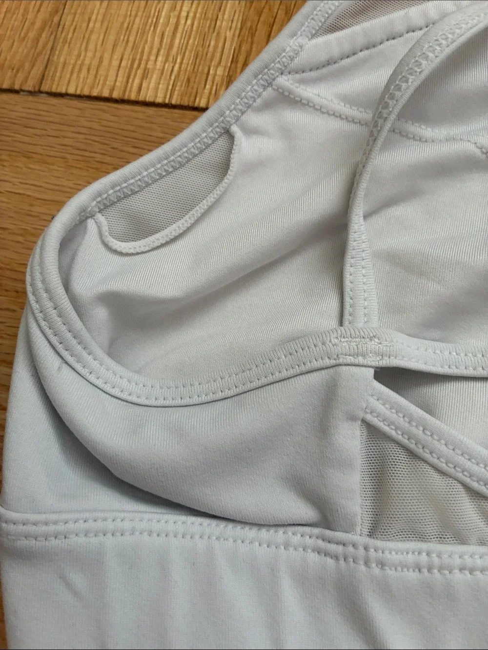 ALO Yoga White Sports Bra with Black Logo